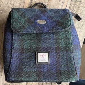 Green and Blue Checkered Harris tweed mini Backpack